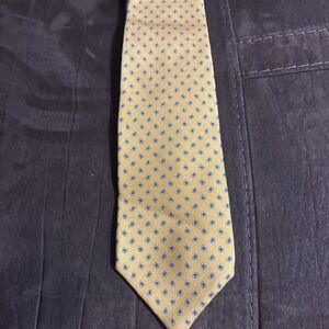 Brooks Brothers Men's Silk‎ Neck Tie Gold And Blue 57L 3.75W Made in USA Silk